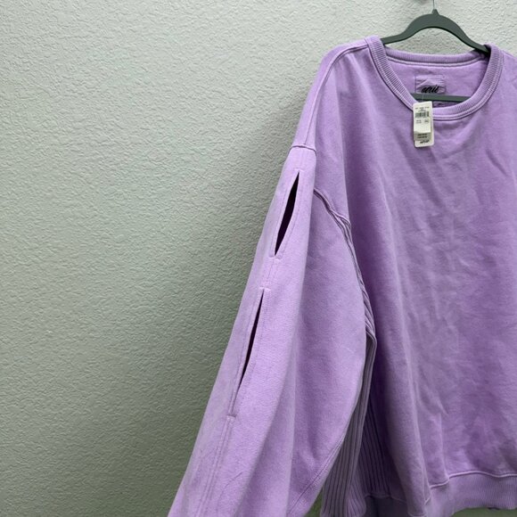 Aerie Chill Cozy Oversized Crew Purple Pullover Sweatshirt Womens size XL NEW - Picture 6 of 9
